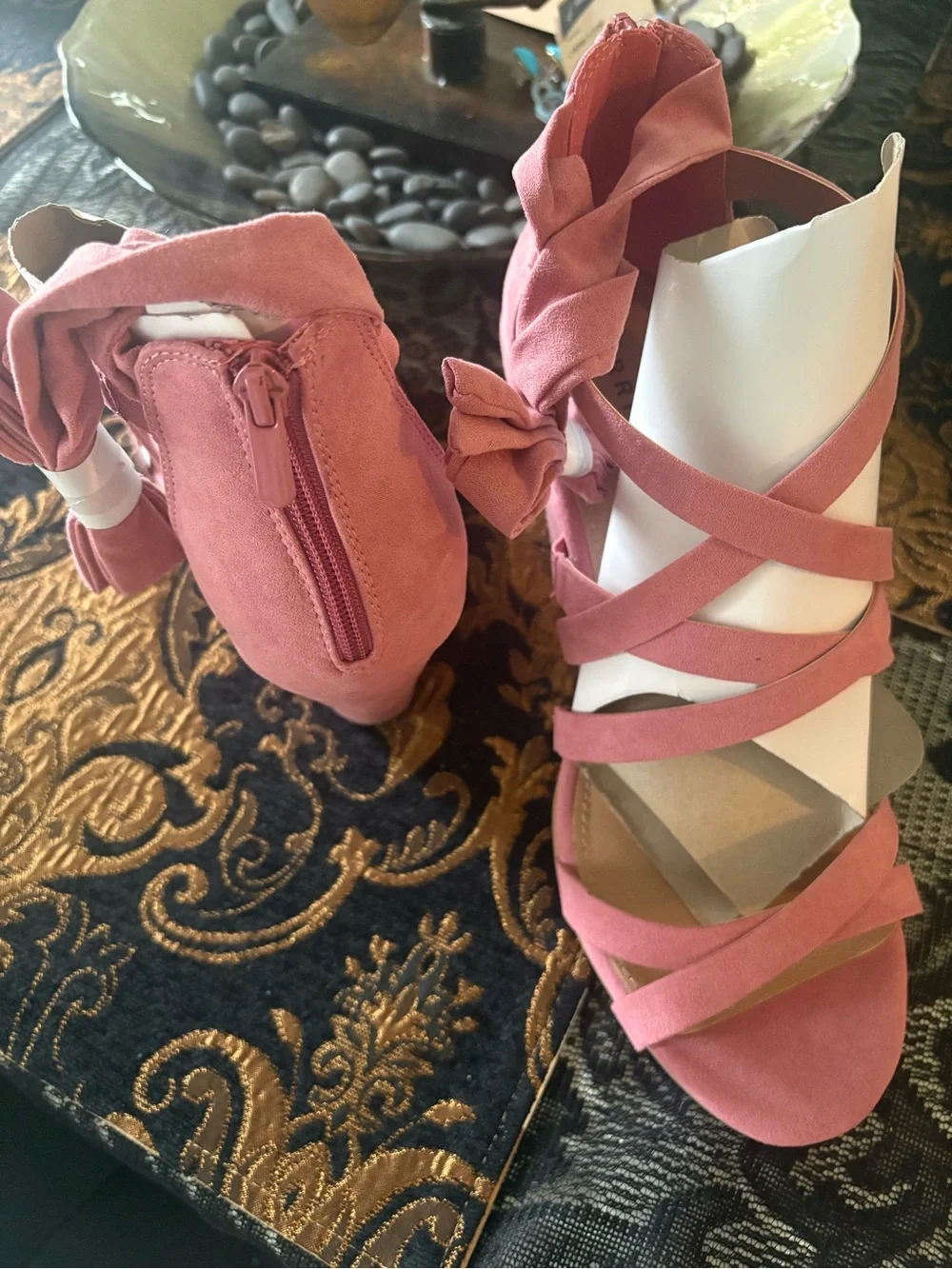 ๐ท Size 13 Wide Width Women's Strappy Rose Pink Block-Heel Sandals - Picture 6 of 7